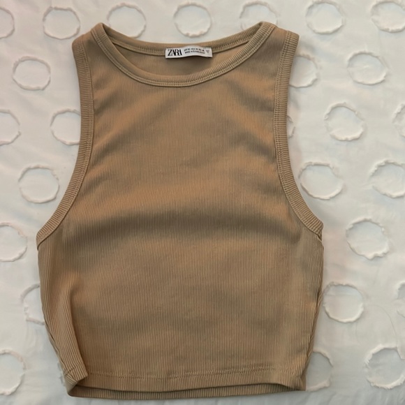 Zara Beige Cropped Tank - Picture 1 of 3